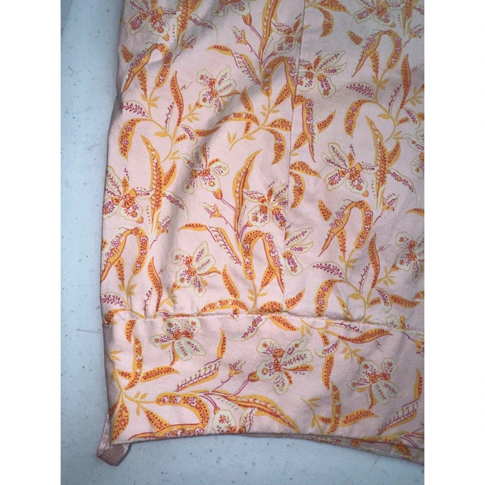 Gap Stretch Pink Floral A-Line Midi Skirt Size 8 Orange‎ Yellow Botanical Print